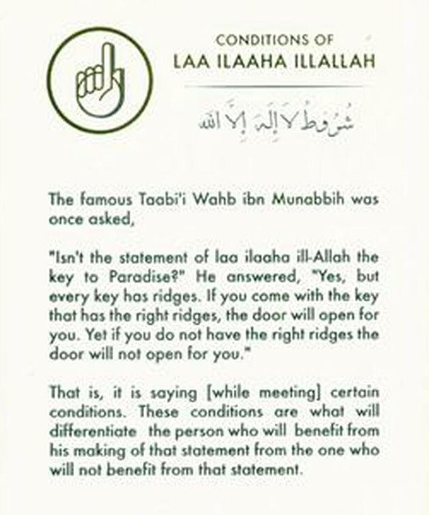 Conditions of Laa Ilaaha Illallah